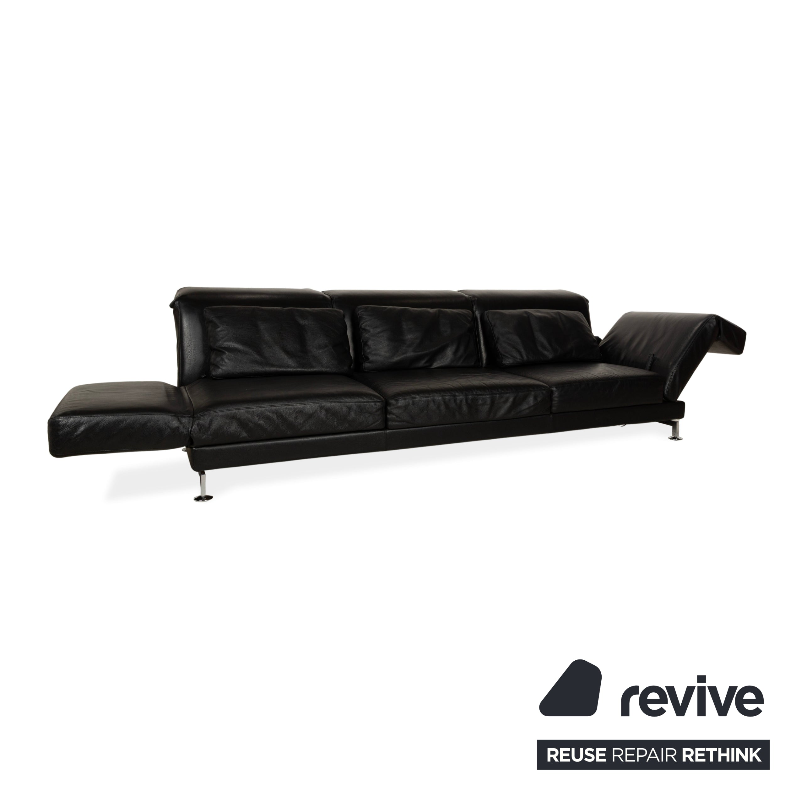 Brühl Moule Leder Dreisitzer Schwarz manuelle Funktion Sofa Couch