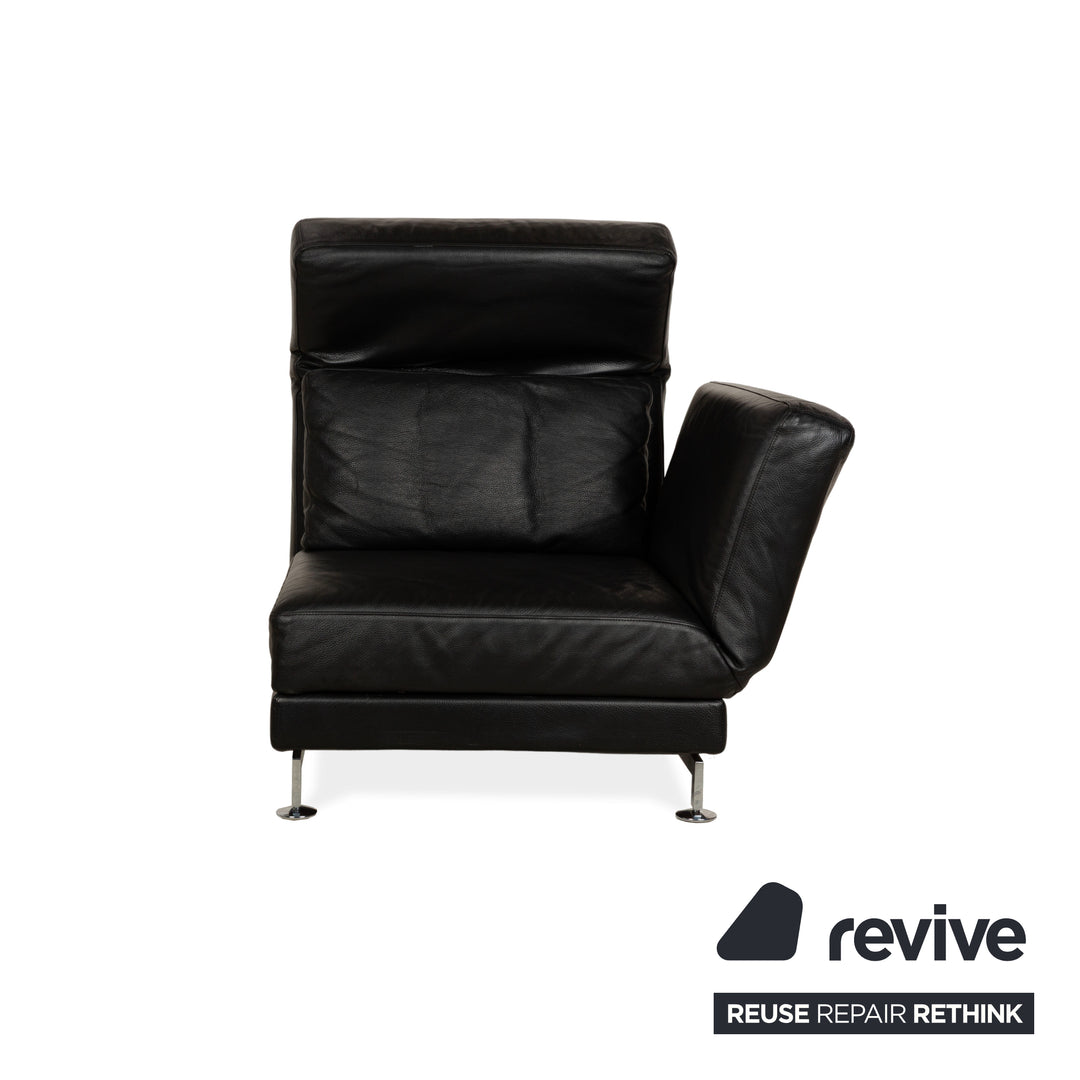 Brühl Moule Leder Dreisitzer Schwarz Sofa Couch mit Sessel manuelle Funktion