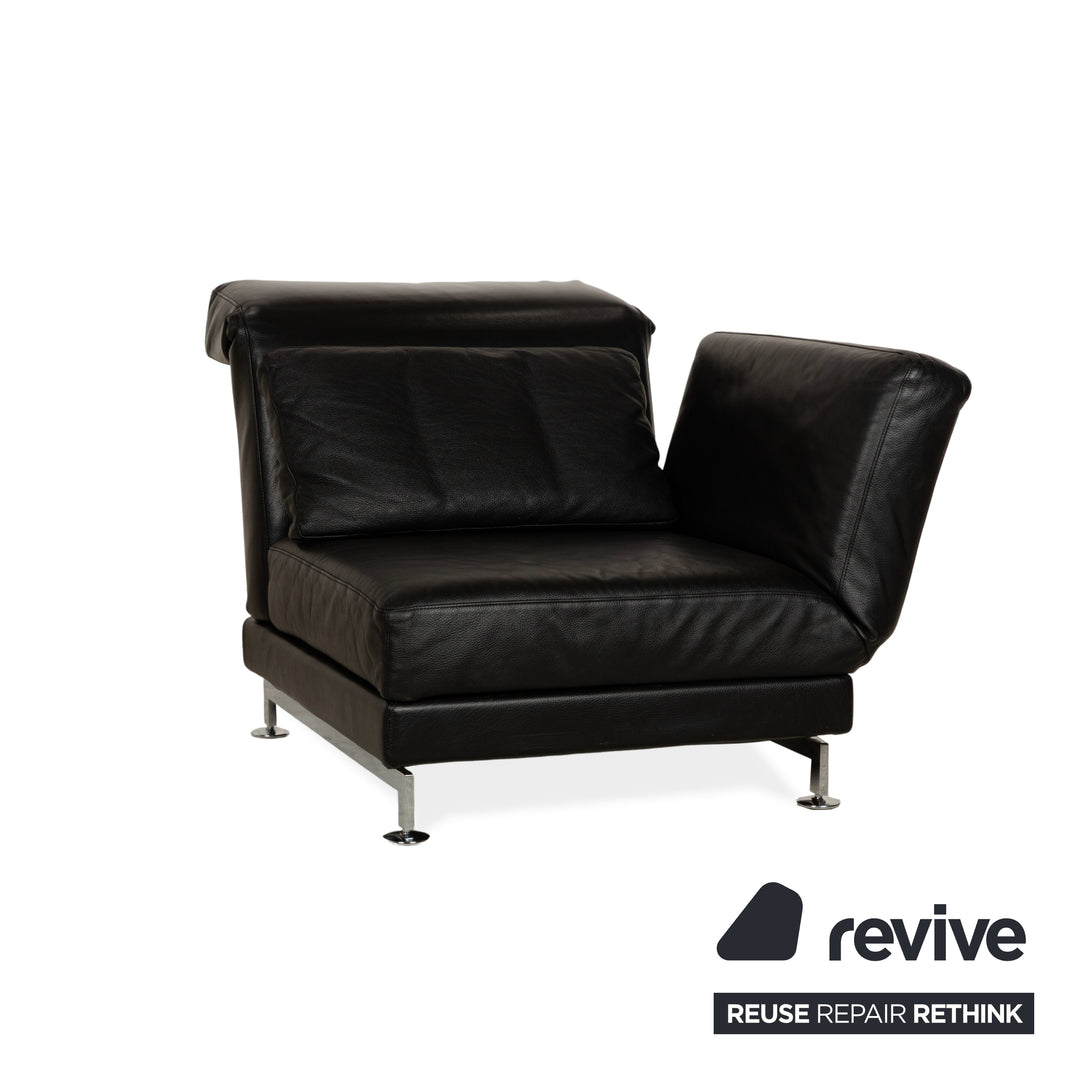 Brühl Moule Leder Dreisitzer Schwarz Sofa Couch mit Sessel manuelle Funktion