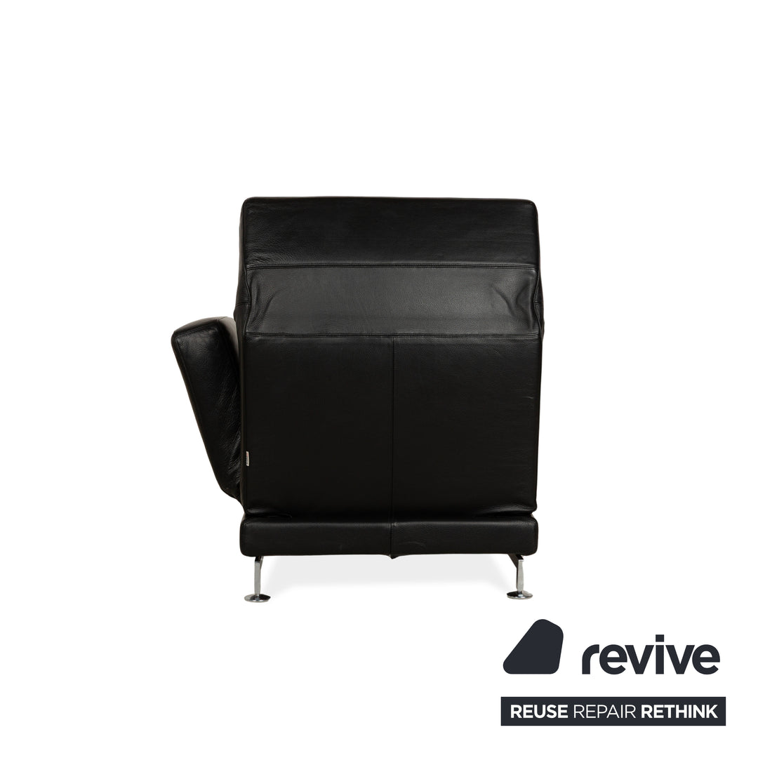 Brühl Moule Leder Dreisitzer Schwarz Sofa Couch mit Sessel manuelle Funktion