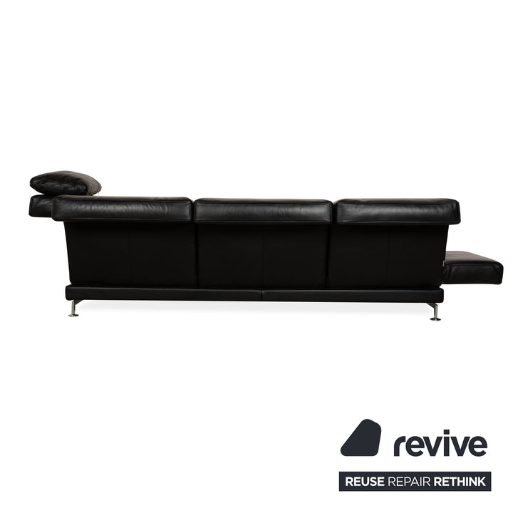 Brühl Moule Leder Dreisitzer Schwarz Sofa Couch mit Sessel manuelle Funktion