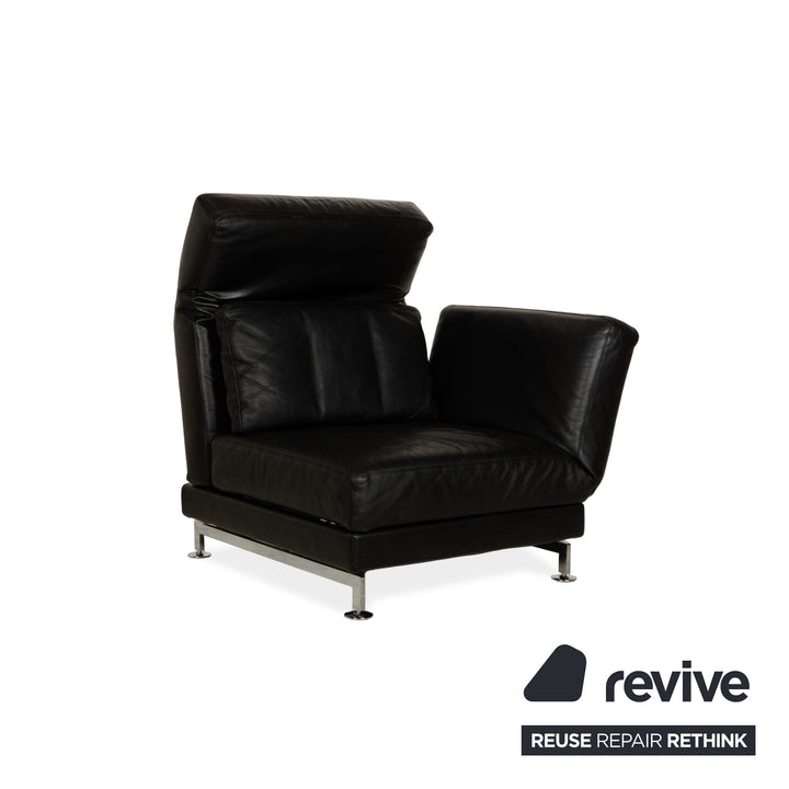 Brühl Moule Leder Dreisitzer Schwarz Sofa Couch mit Sessel manuelle Funktion