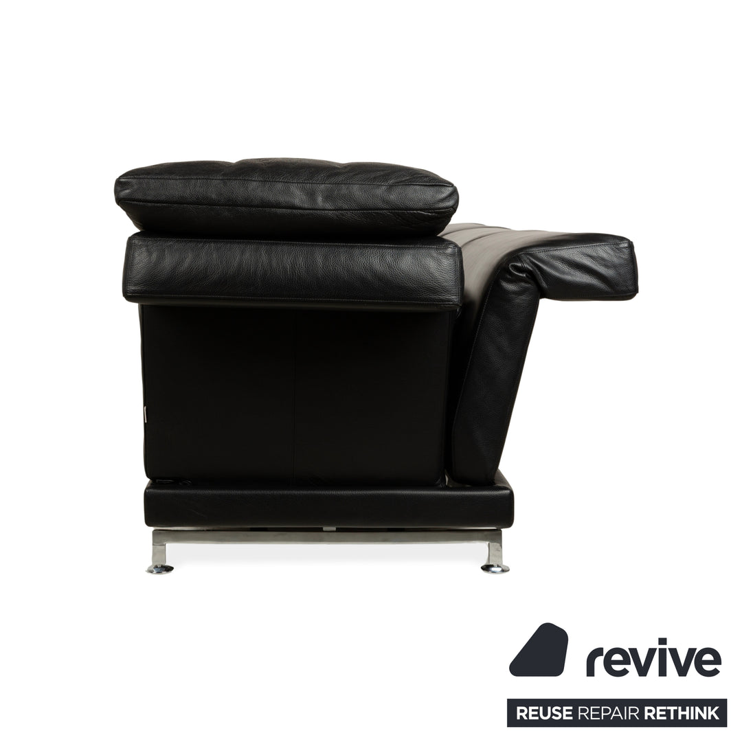 Brühl Moule Leder Dreisitzer Schwarz Sofa Couch mit Sessel manuelle Funktion