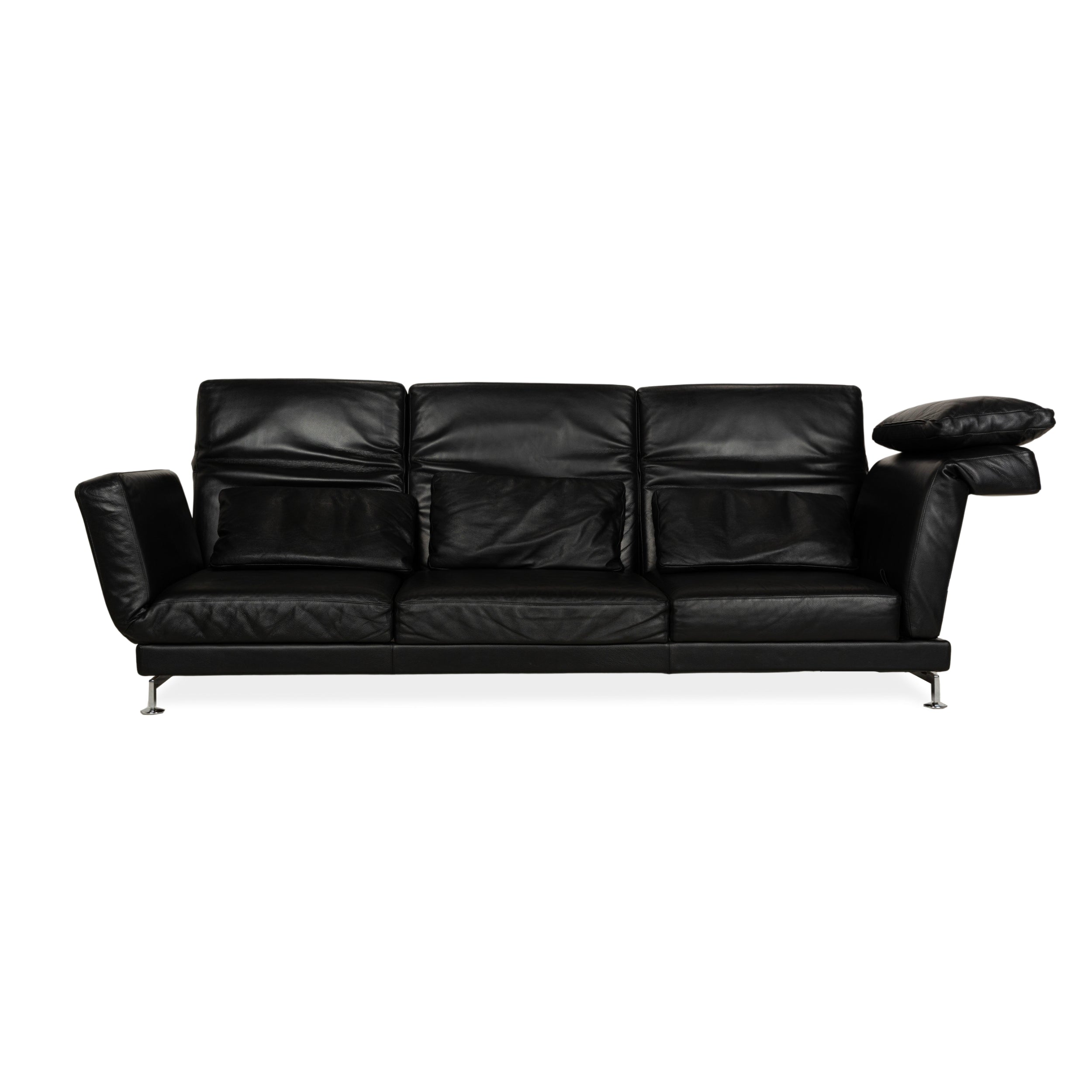 Brühl Moule Leder Dreisitzer Schwarz manuelle Funktion Sofa Couch