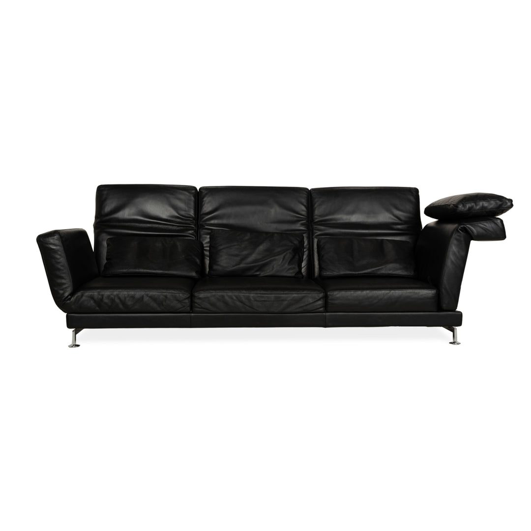 Brühl Moule Leder Dreisitzer Schwarz manuelle Funktion Sofa Couch