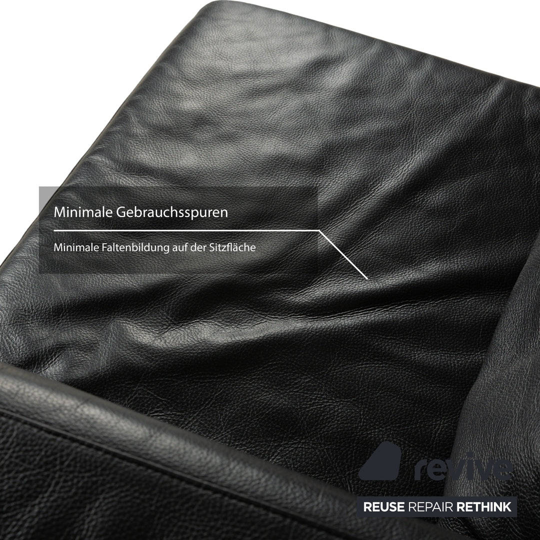 Brühl Moule Leder Dreisitzer Schwarz Sofa Couch mit Sessel manuelle Funktion