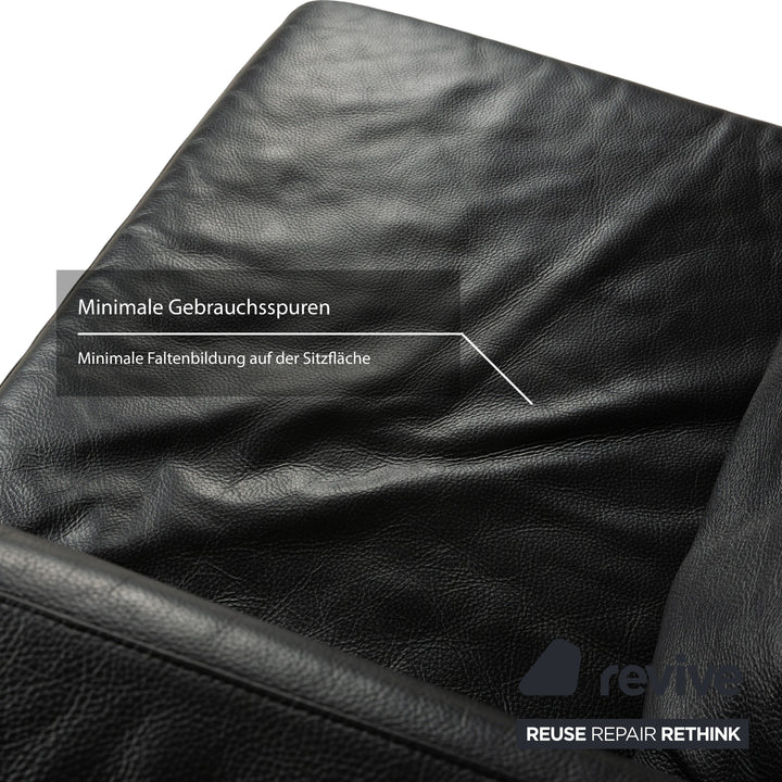 Brühl Moule Leder Dreisitzer Schwarz Sofa Couch mit Sessel manuelle Funktion