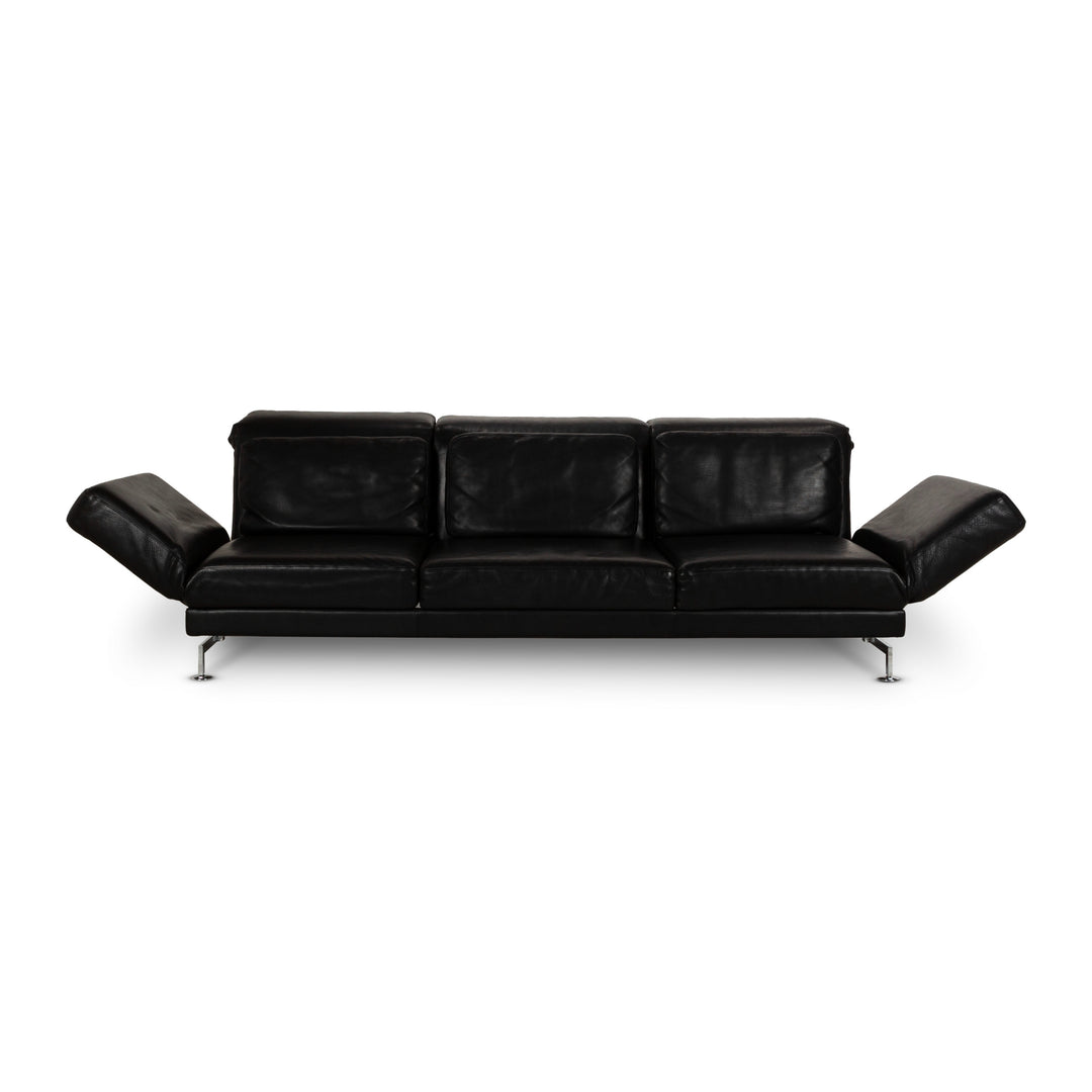 Brühl Moule Leder Dreisitzer Schwarz manuelle Funktion Sofa Couch Liegefunktion