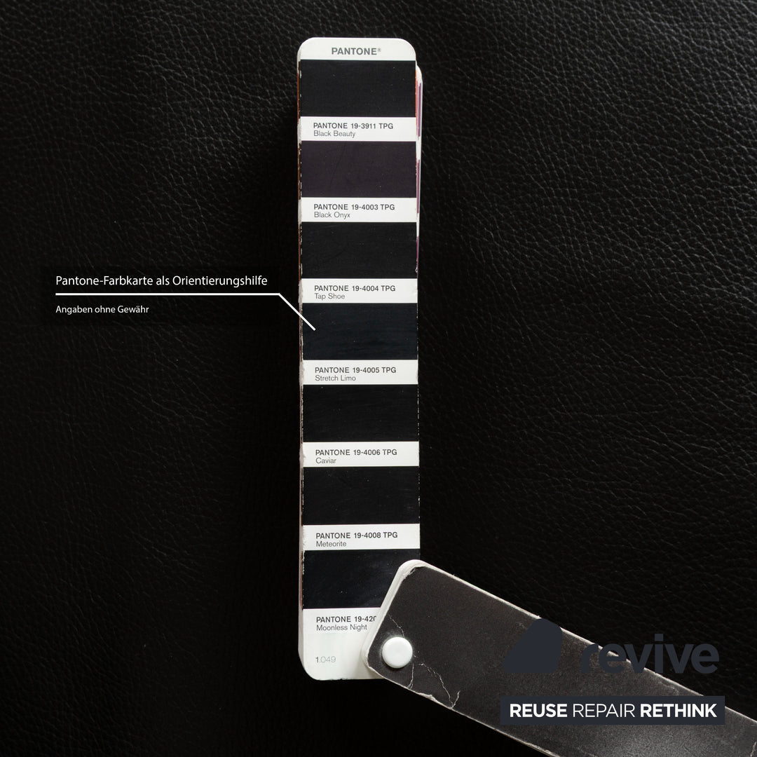 Brühl Moule Leder Dreisitzer Schwarz Sofa Couch mit Sessel manuelle Funktion