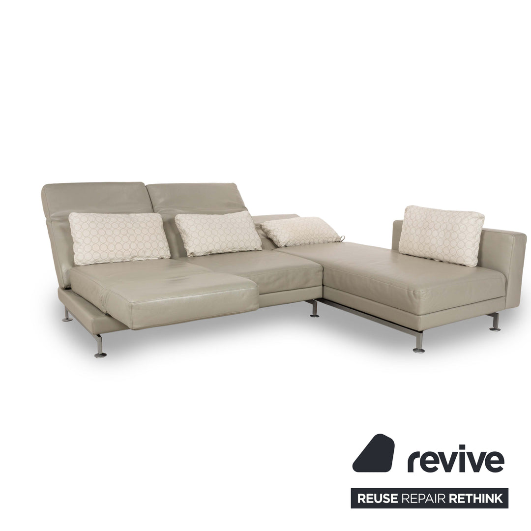 Brühl Moule Leder Ecksofa Beige Taupe Recamiere Rechts manuelle Funktion Sofa Couch