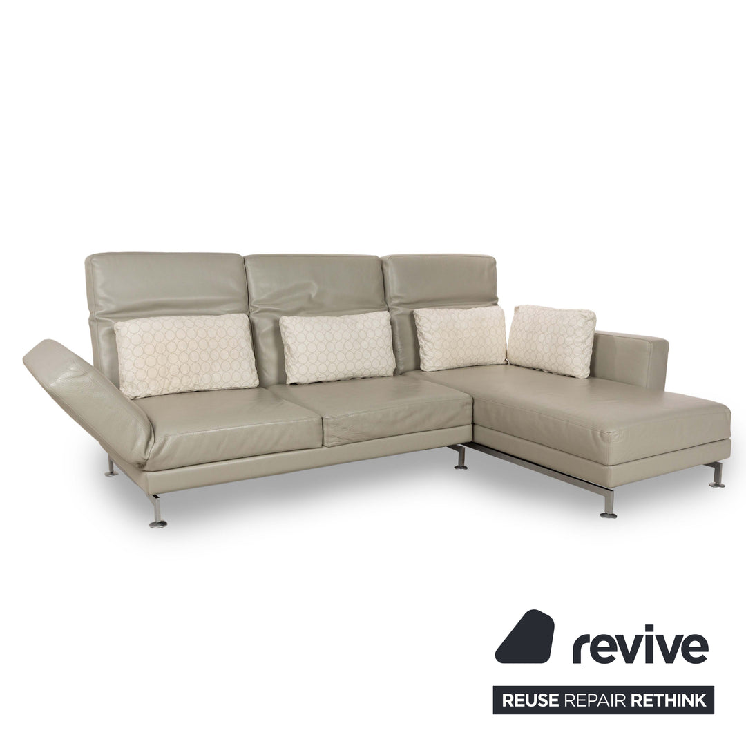 Brühl Moule Leder Ecksofa Beige Taupe Recamiere Rechts manuelle Funktion Sofa Couch