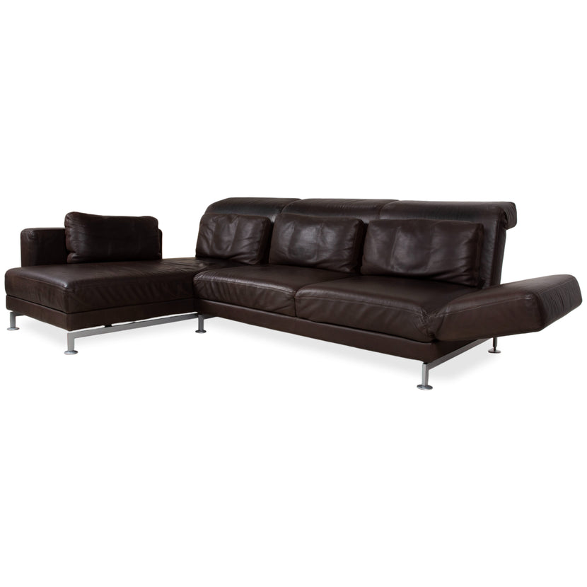 Brühl Moule Leder Ecksofa Braun Chrom Sofa Couch manuelle Funktion