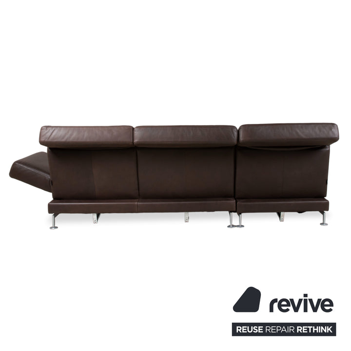 Brühl Moule Leder Ecksofa Braun Chrom Sofa Couch manuelle Funktion
