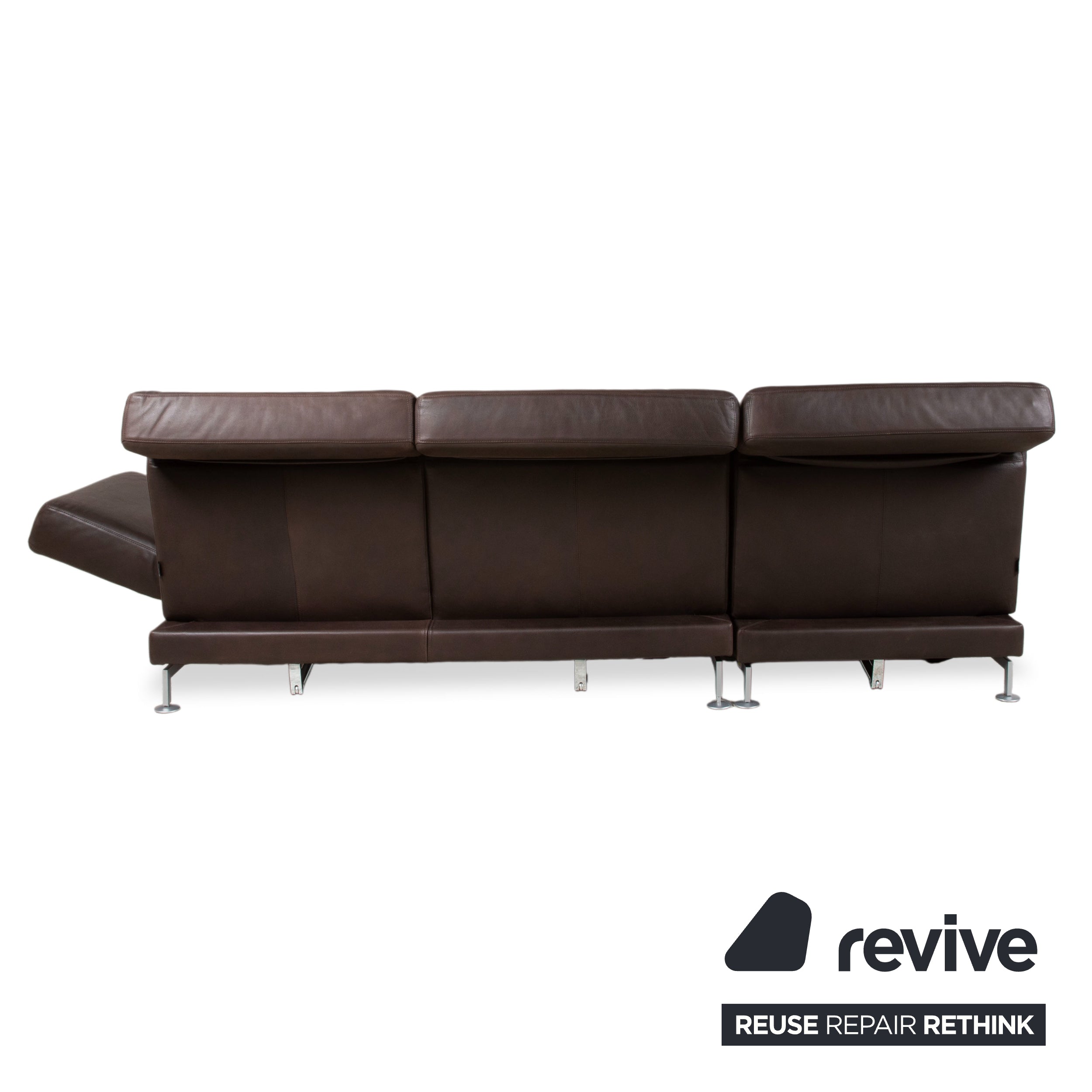 Brühl Moule Leder Ecksofa Braun Chrom Sofa Couch manuelle Funktion