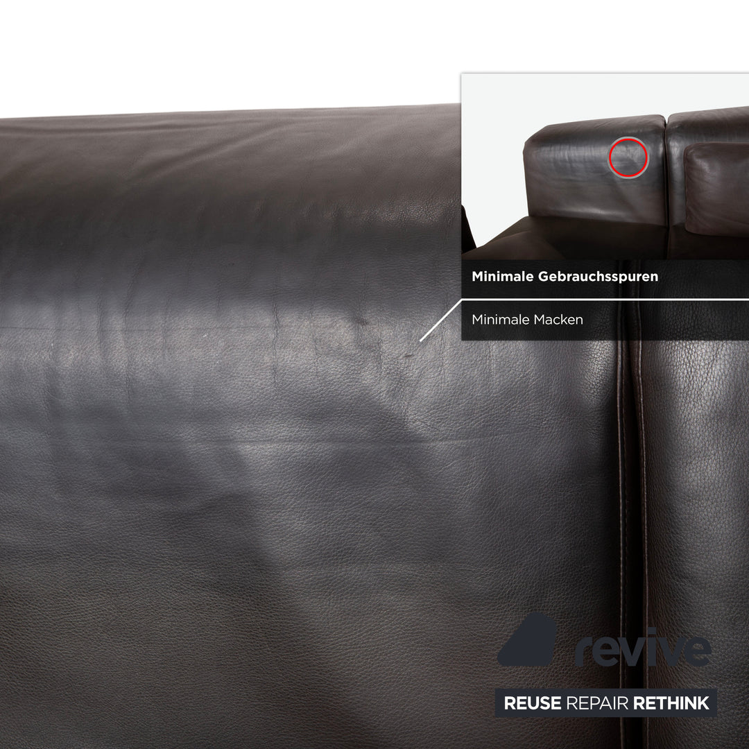 Brühl Moule Leder Ecksofa Braun Chrom Sofa Couch manuelle Funktion