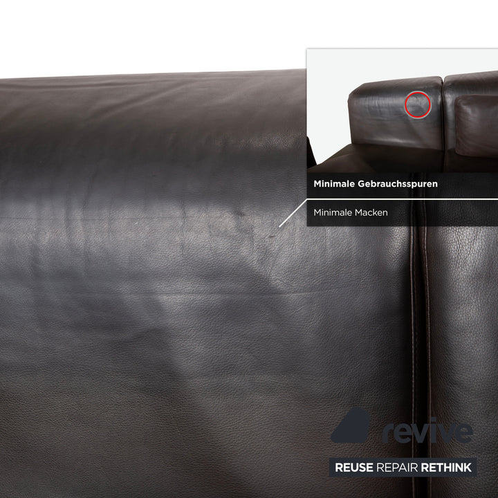 Brühl Moule Leder Ecksofa Braun Chrom Sofa Couch manuelle Funktion