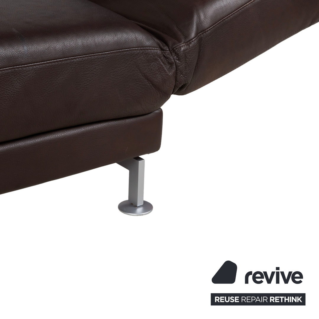 Brühl Moule Leder Ecksofa Braun Chrom Sofa Couch manuelle Funktion