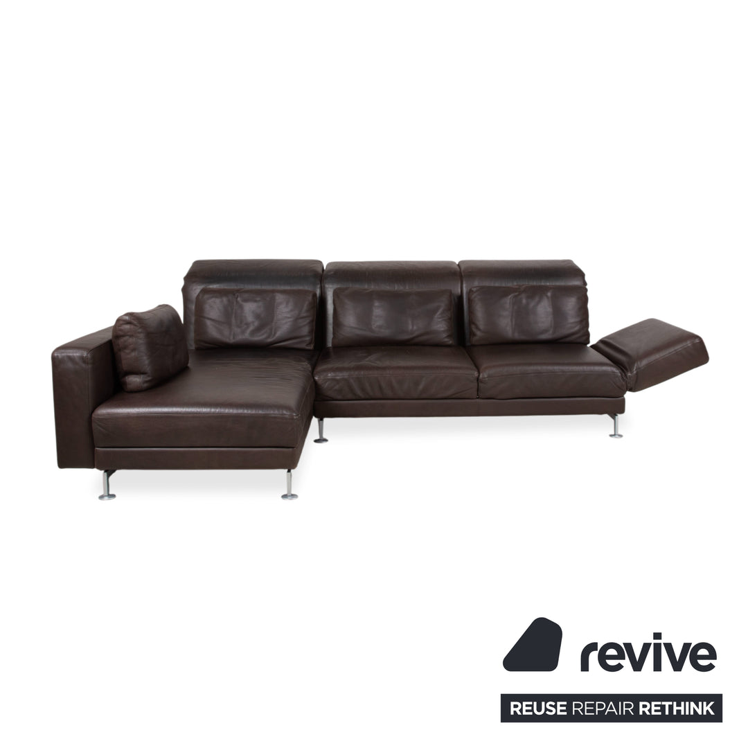 Brühl Moule Leder Ecksofa Braun Chrom Sofa Couch manuelle Funktion