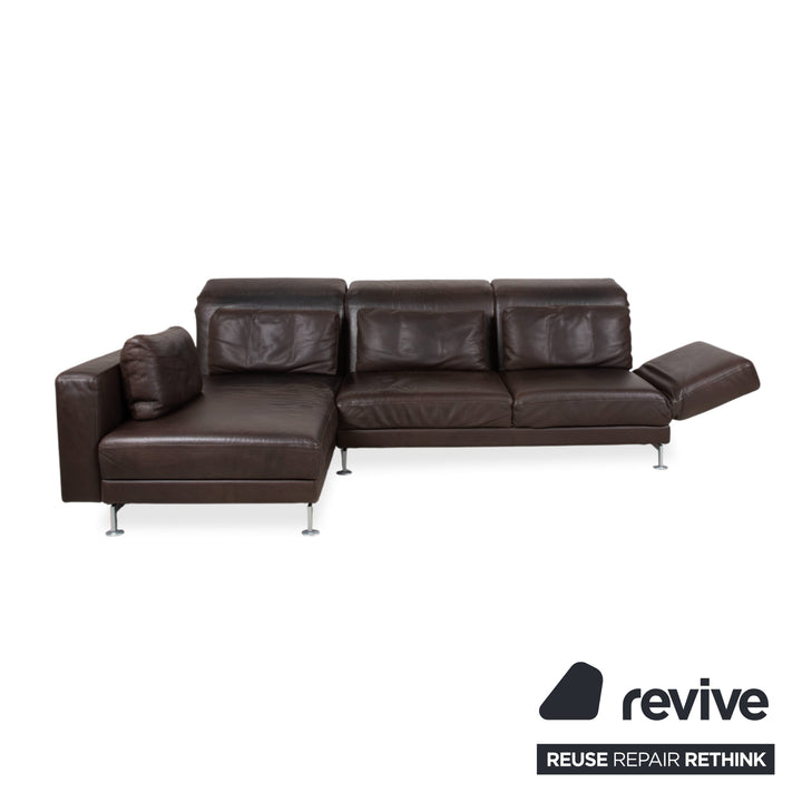 Brühl Moule Leder Ecksofa Braun Chrom Sofa Couch manuelle Funktion
