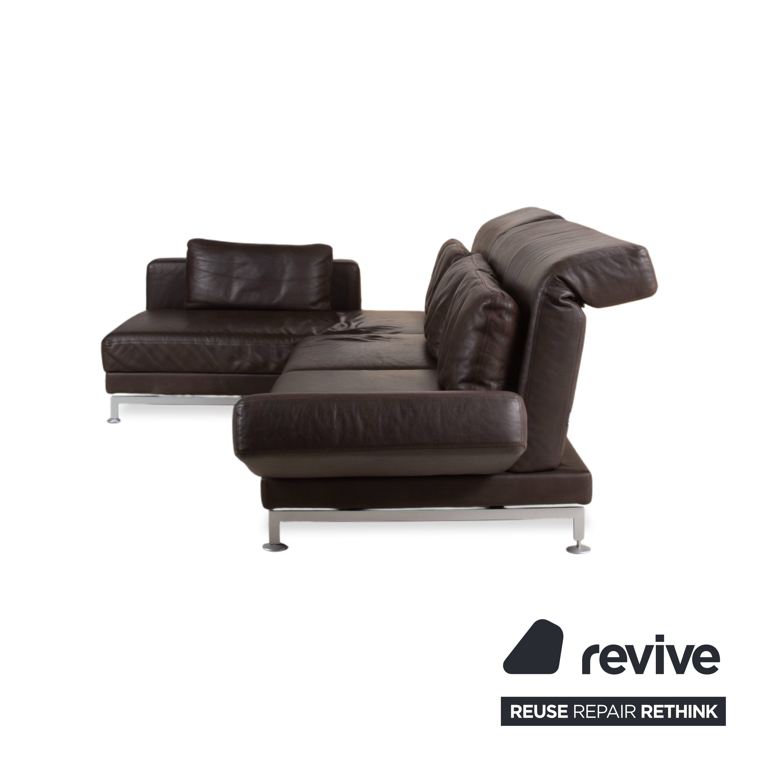 Brühl Moule Leder Ecksofa Braun Chrom Sofa Couch manuelle Funktion