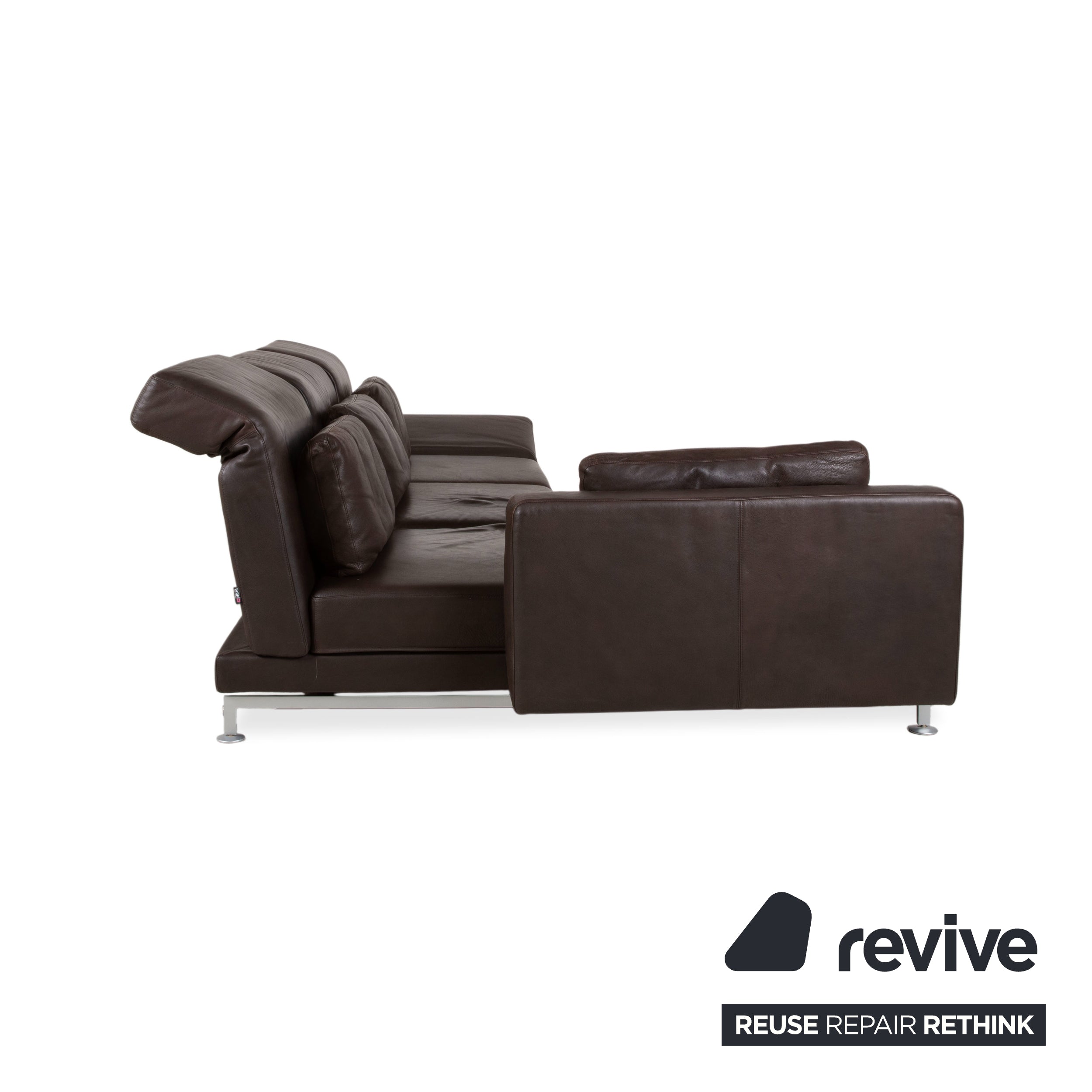 Brühl Moule Leder Ecksofa Braun Chrom Sofa Couch manuelle Funktion