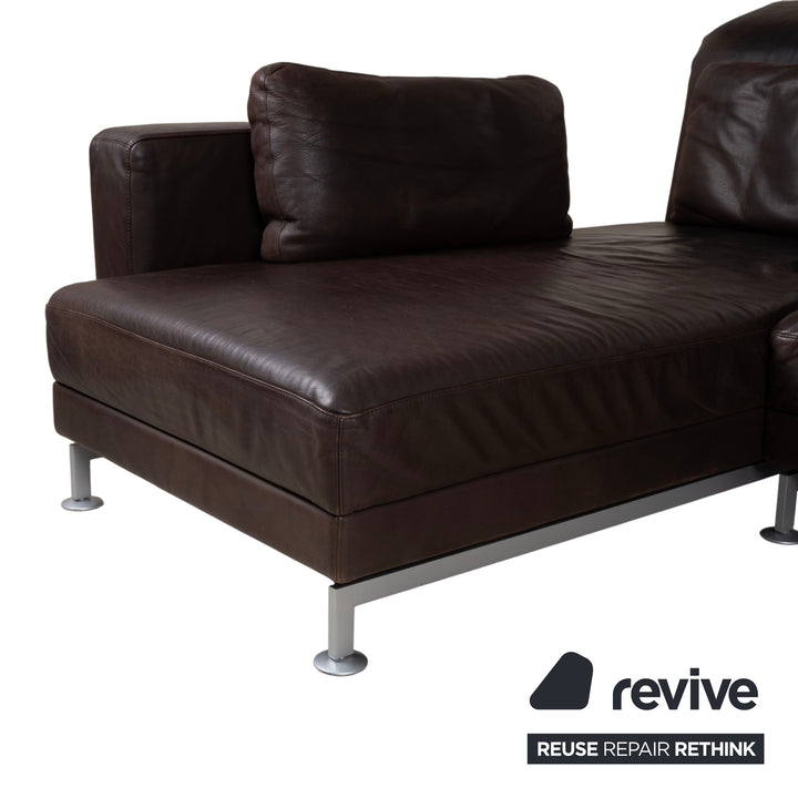 Brühl Moule Leder Ecksofa Braun Chrom Sofa Couch manuelle Funktion
