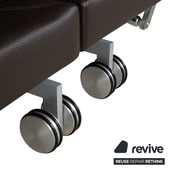 Canapé d'angle en cuir marron Brühl Moule, à réglage manuel, avec fonction inclinable