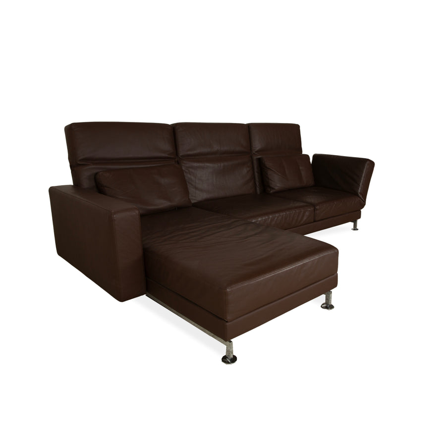 Brühl Moule leather corner sofa brown chaise longue left sofa couch
