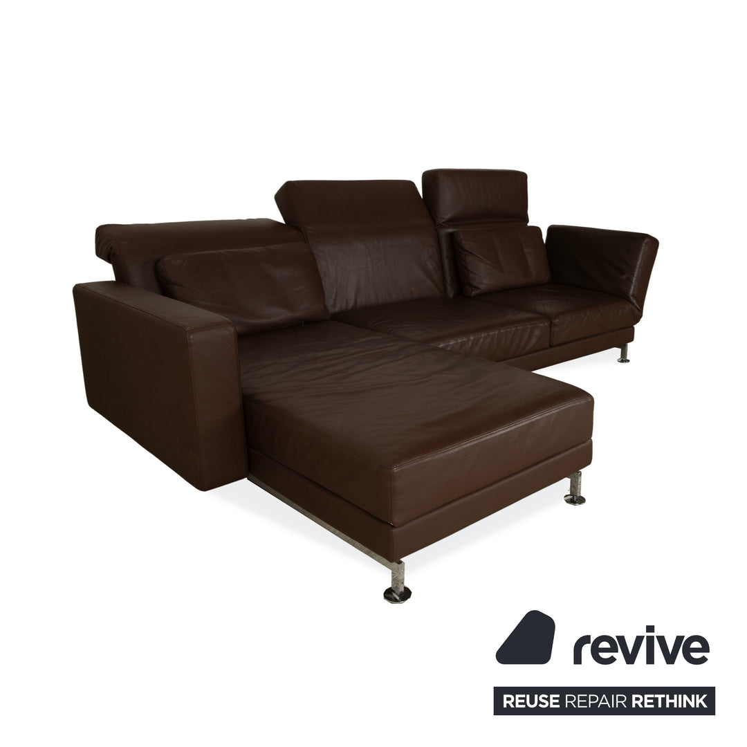 Brühl Moule leather corner sofa brown chaise longue left sofa couch