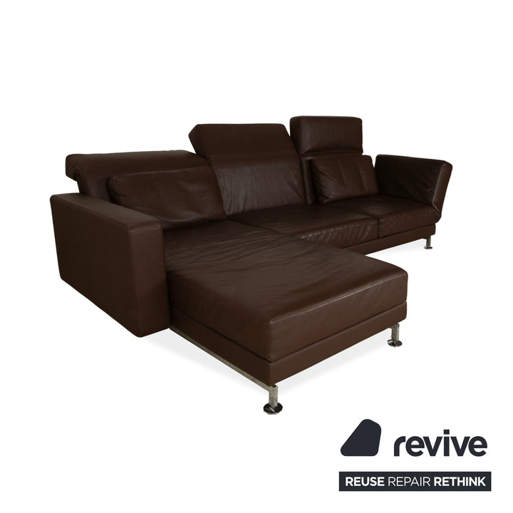 Brühl Moule leather corner sofa brown chaise longue left sofa couch