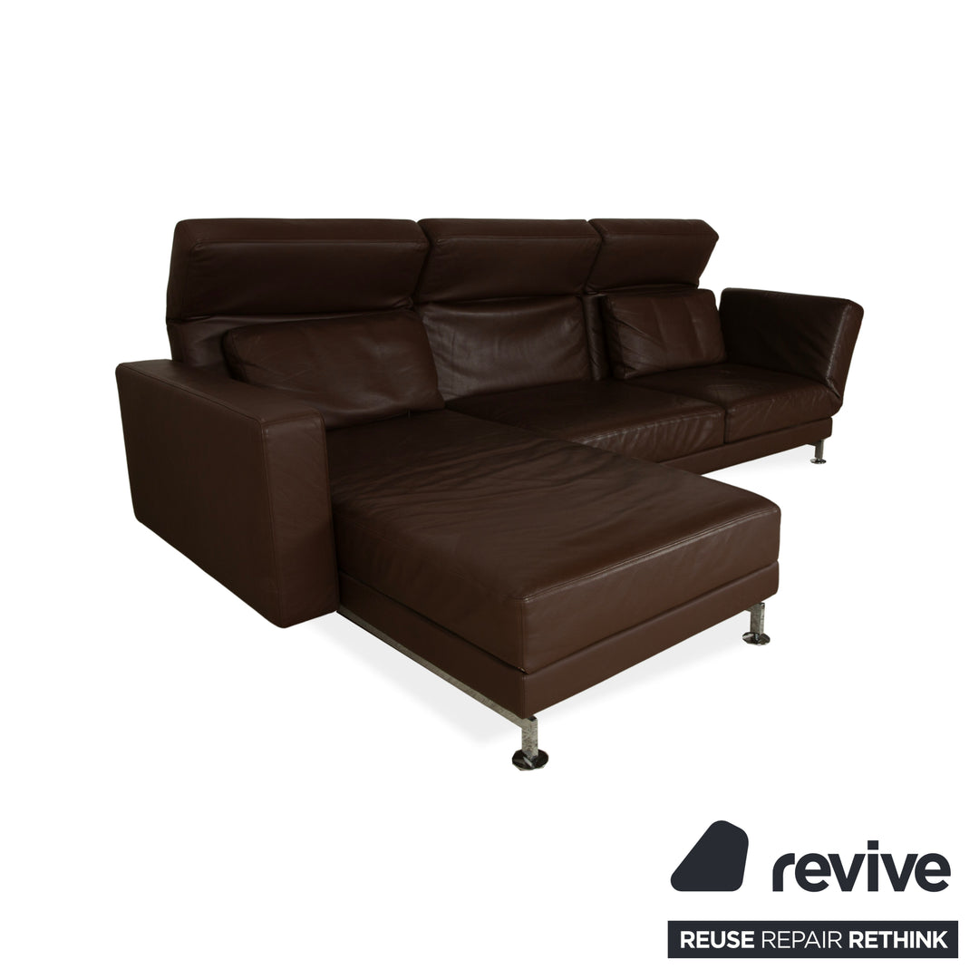 Brühl Moule leather corner sofa brown chaise longue left sofa couch