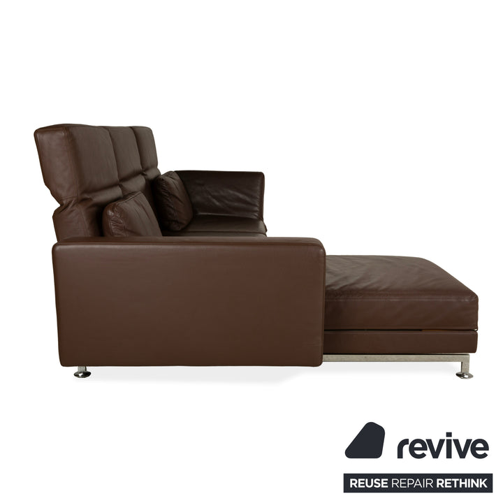 Brühl Moule leather corner sofa brown chaise longue left sofa couch