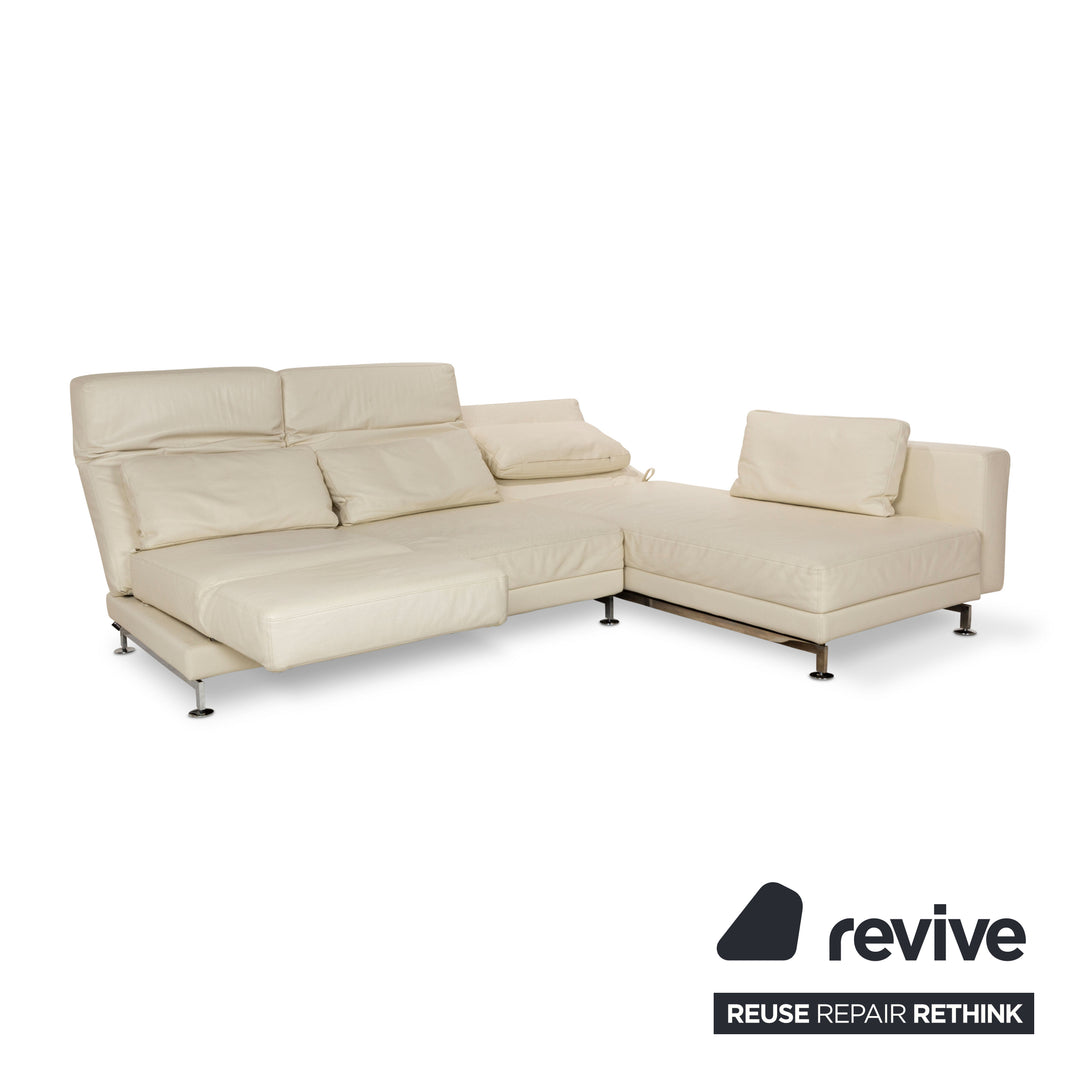 Brühl Moule Leder Ecksofa Creme manuelle Funktion Recamiere Rechts Sofa Couch