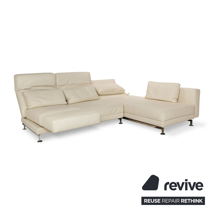 Brühl Moule Leather Corner Sofa Cream Manual Function Recamiere Right Sofa Couch