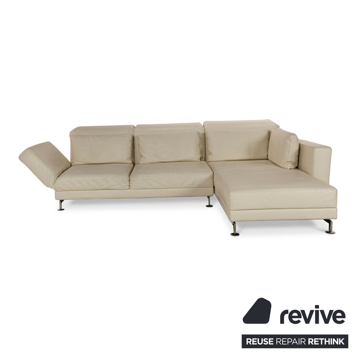 Brühl Moule Leder Ecksofa Creme manuelle Funktion Recamiere Rechts Sofa Couch