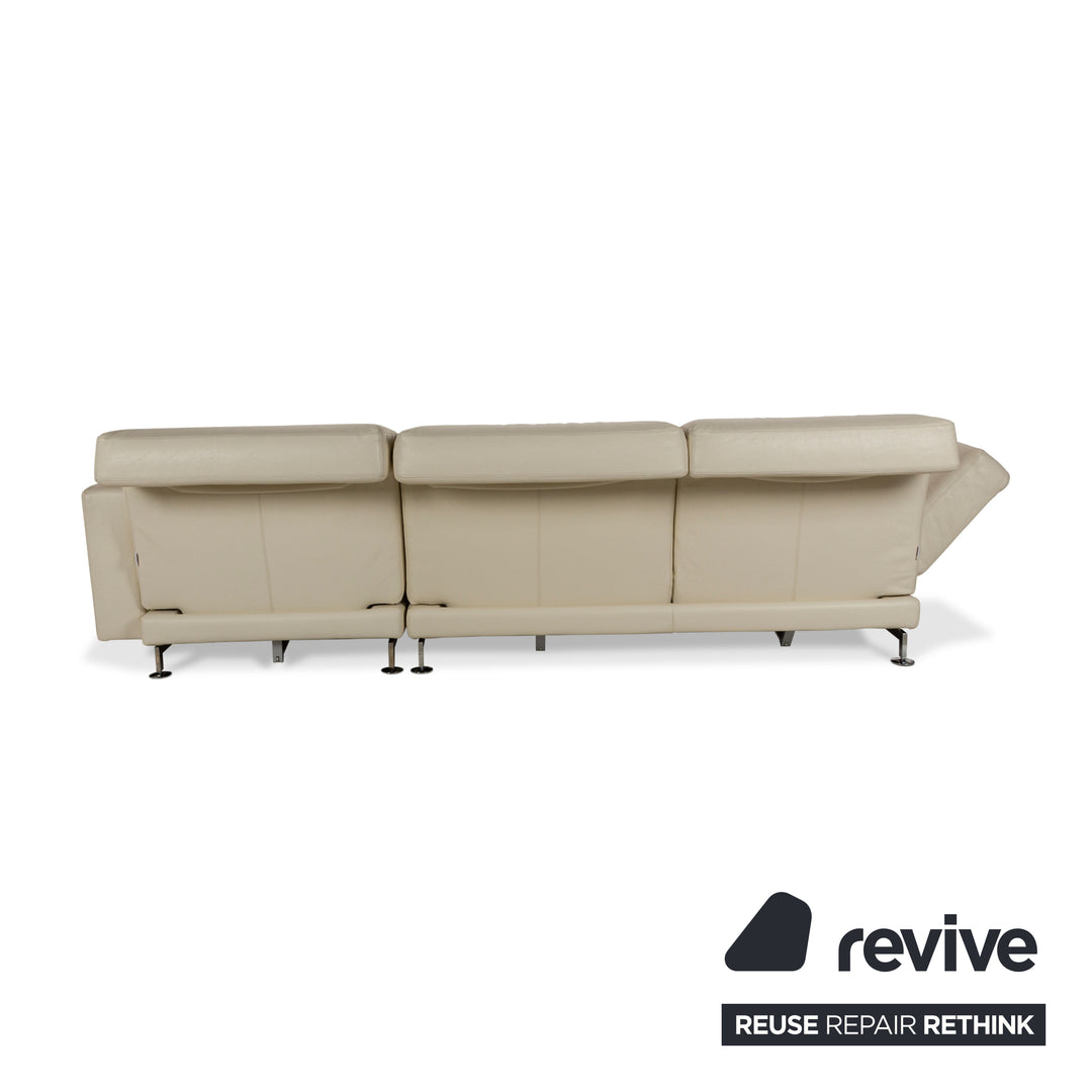 Brühl Moule Leder Ecksofa Creme manuelle Funktion Recamiere Rechts Sofa Couch