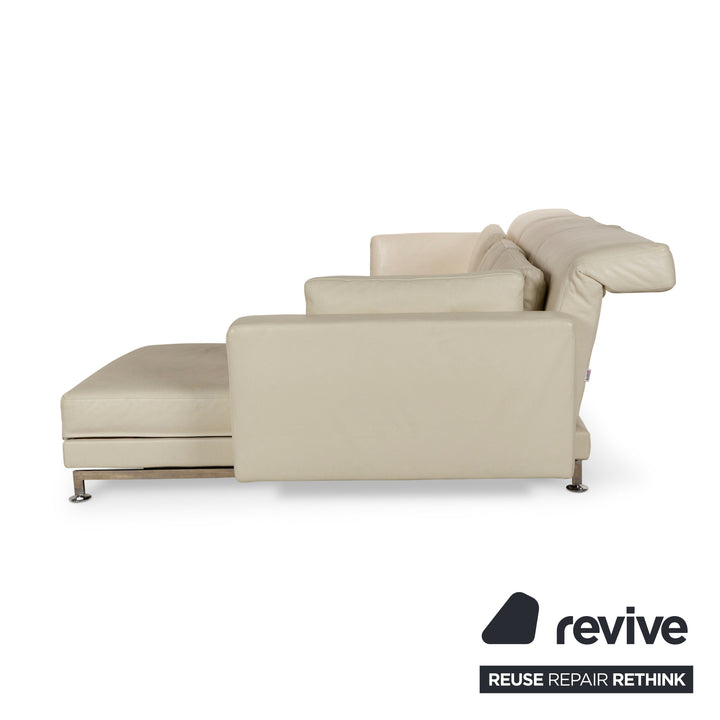 Brühl Moule Leder Ecksofa Creme manuelle Funktion Recamiere Rechts Sofa Couch