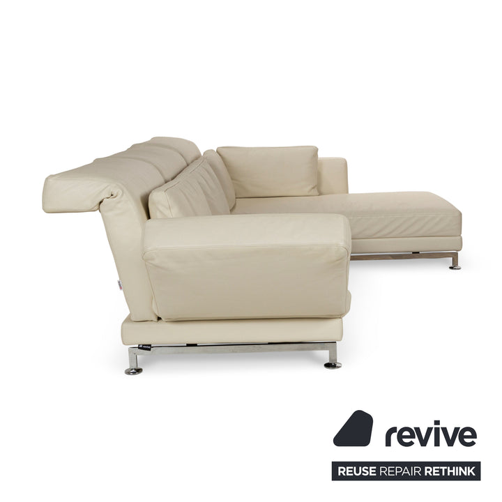 Brühl Moule Leder Ecksofa Creme manuelle Funktion Recamiere Rechts Sofa Couch