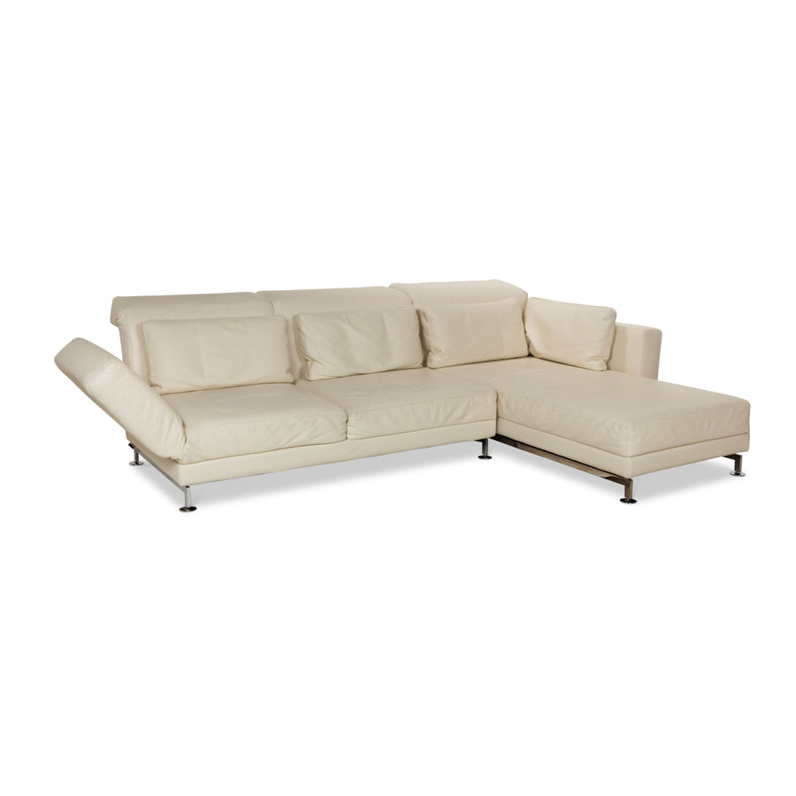 Brühl Moule Leder Ecksofa Creme manuelle Funktion Recamiere Rechts Sofa Couch