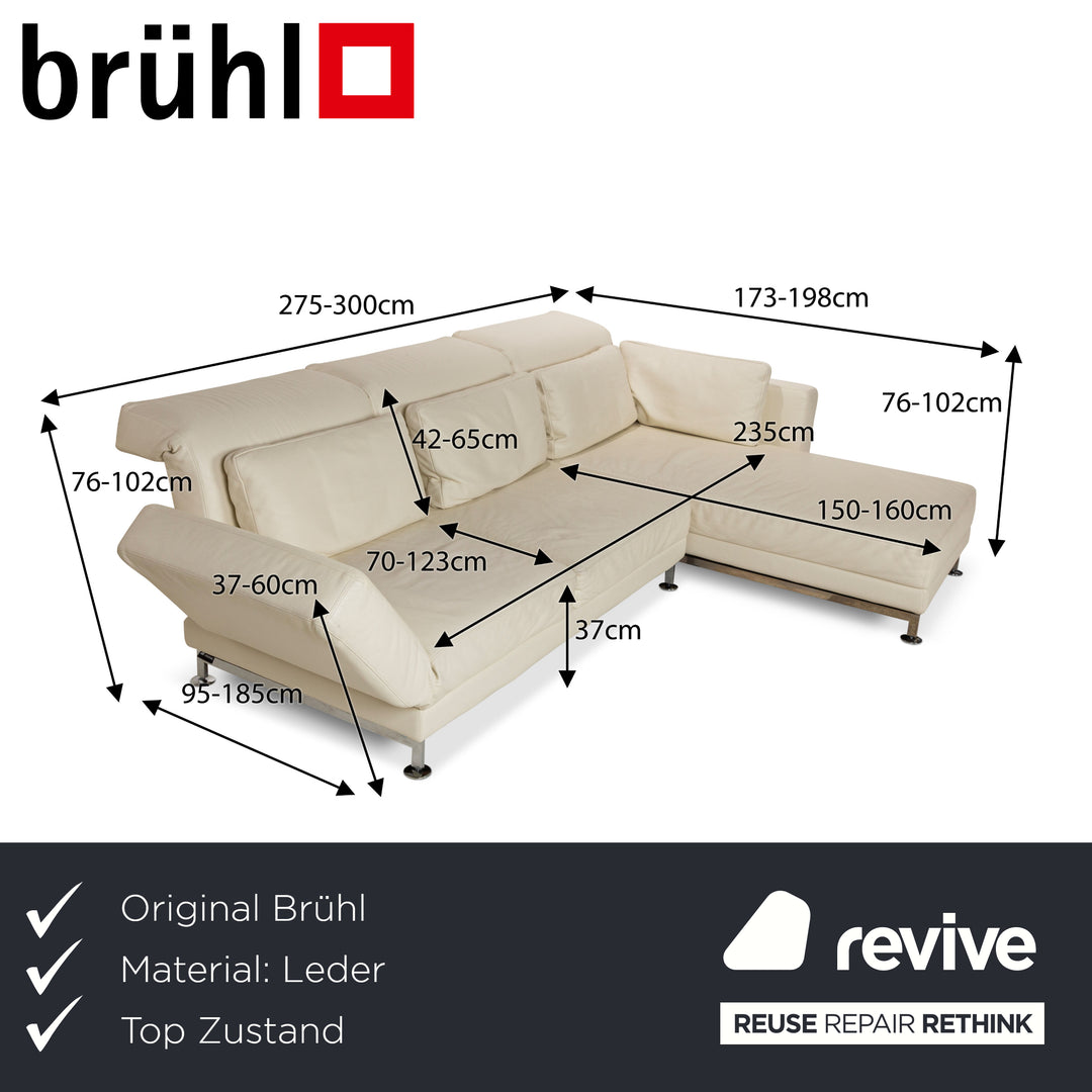 Brühl Moule Leder Ecksofa Creme manuelle Funktion Recamiere Rechts Sofa Couch