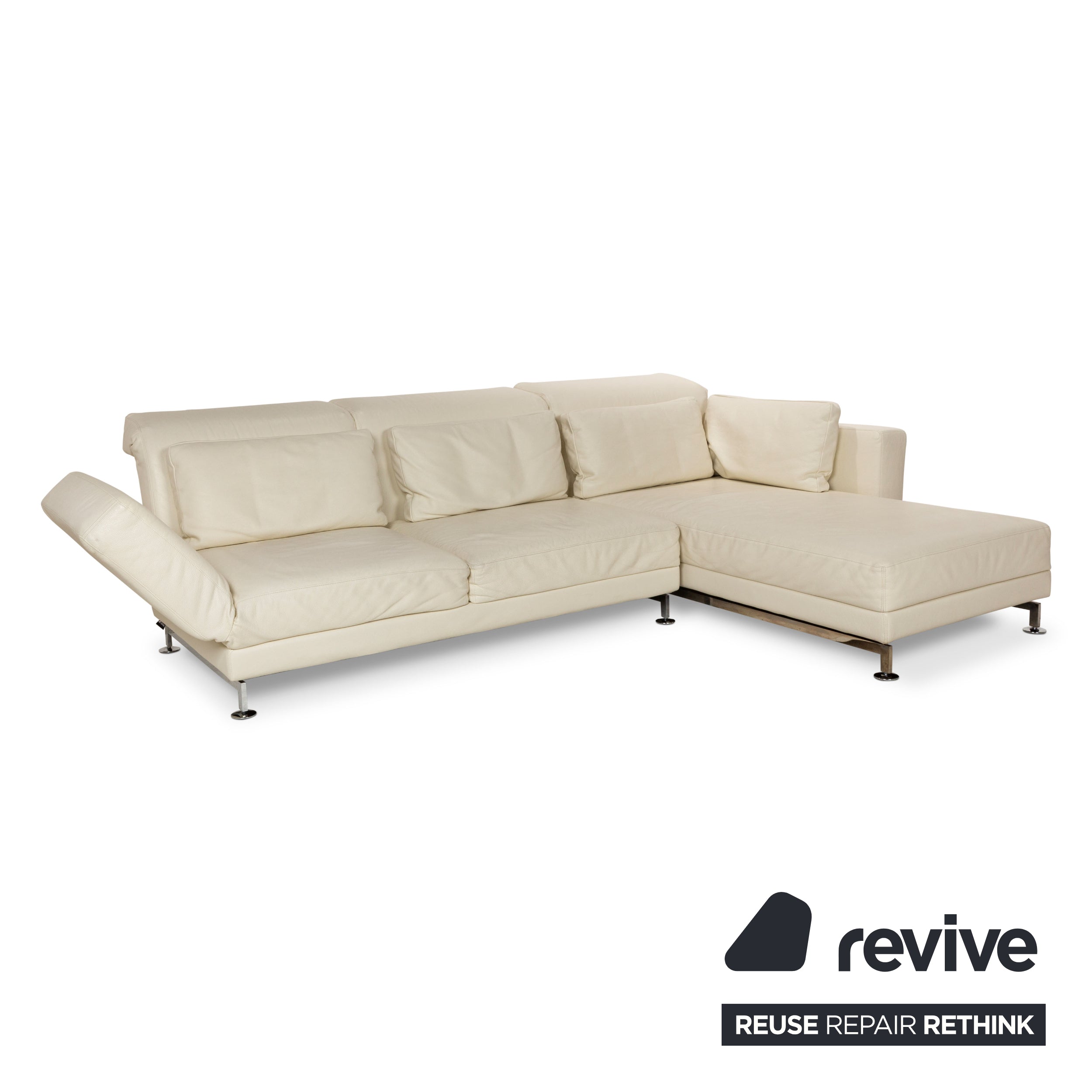 Brühl Moule Leather Corner Sofa Cream Manual Function Recamiere Right Sofa Couch