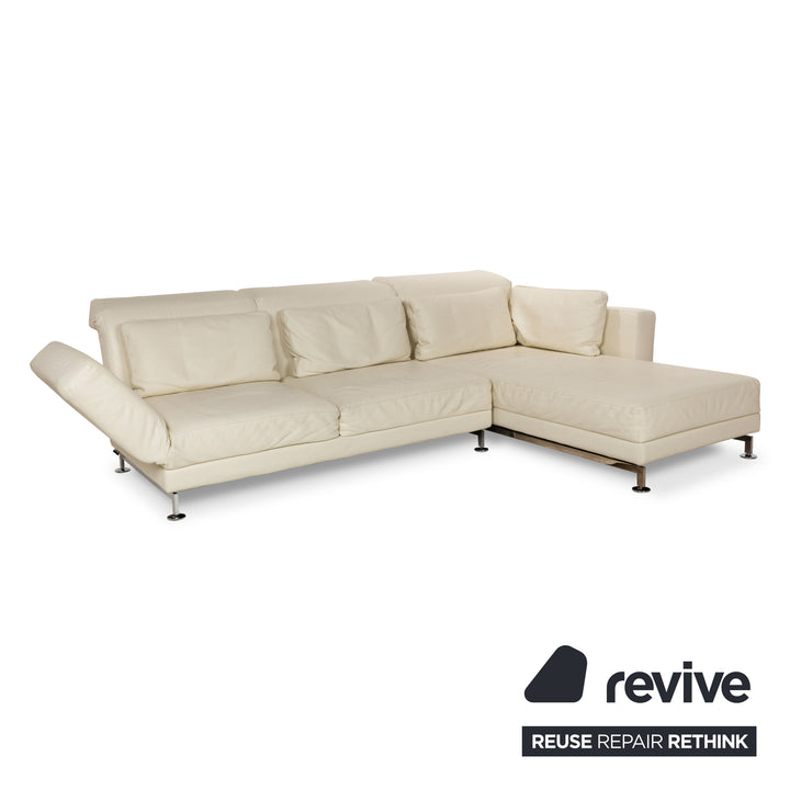 Brühl Moule Leder Ecksofa Creme manuelle Funktion Recamiere Rechts Sofa Couch