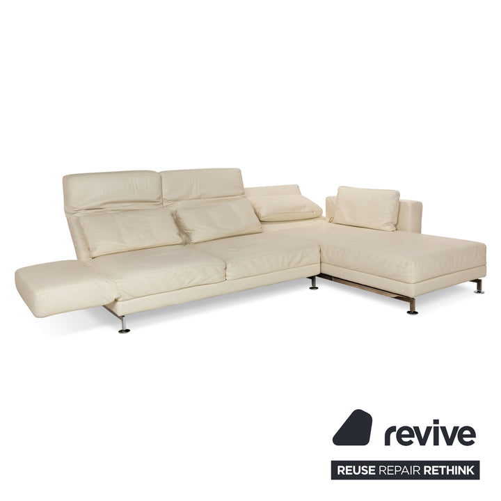 Brühl Moule Leder Ecksofa Creme manuelle Funktion Recamiere Rechts Sofa Couch