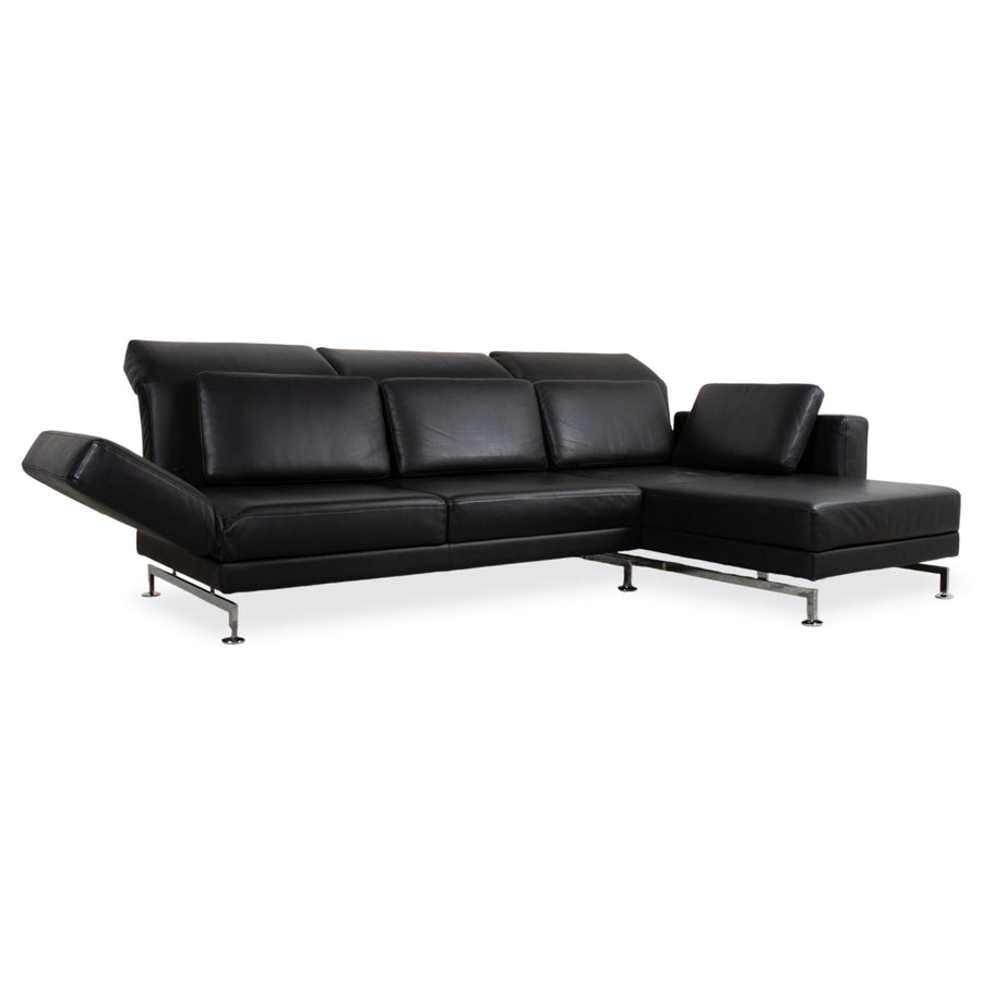 Brühl Moule Leder Chrom Ecksofa Schwarz manuelle Funktion Sofa Couch