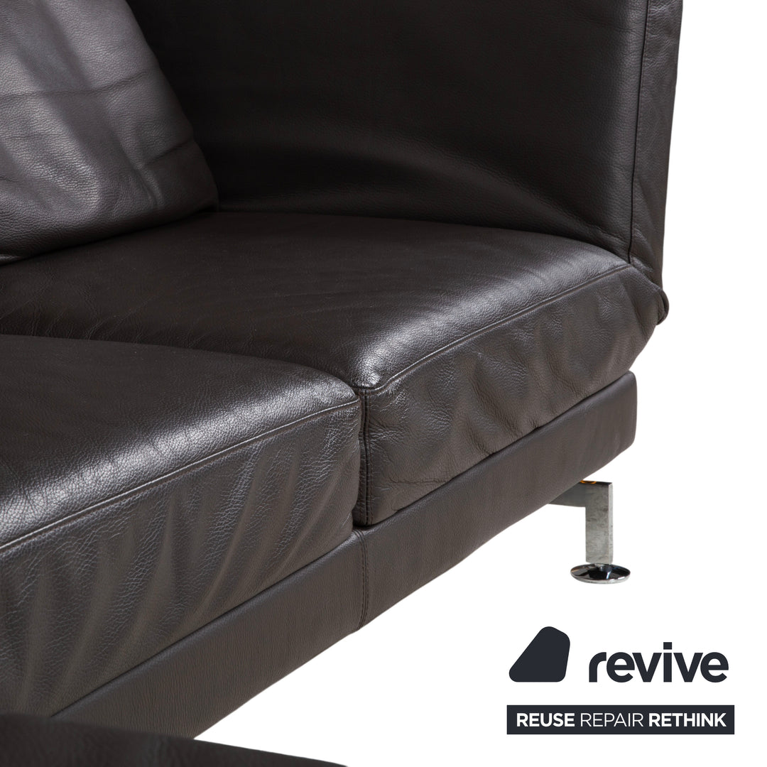 Brühl Moule Leder Ecksofa Schwarz manuelle Funktion Sofa Couch