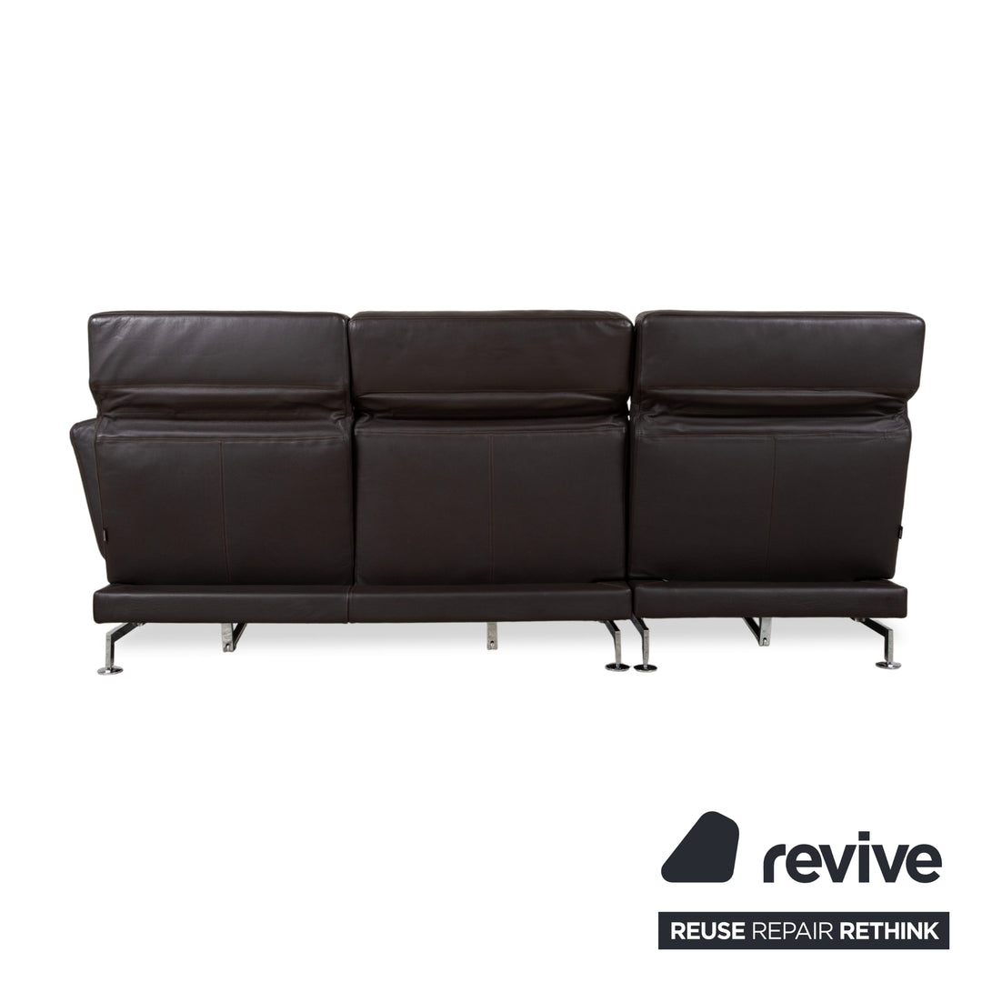 Brühl Moule Leder Ecksofa Schwarz manuelle Funktion Sofa Couch