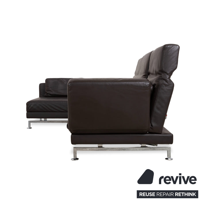 Brühl Moule Leder Ecksofa Schwarz manuelle Funktion Sofa Couch