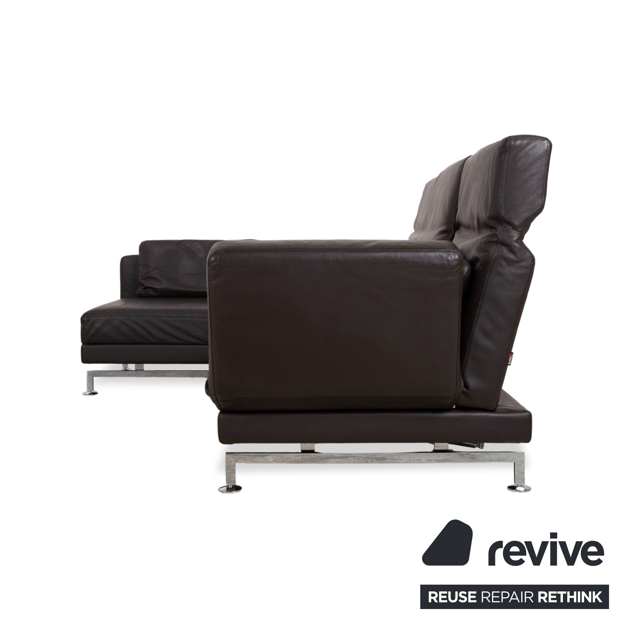 Brühl Moule Leather Corner Sofa Black Manual Function Sofa Couch
