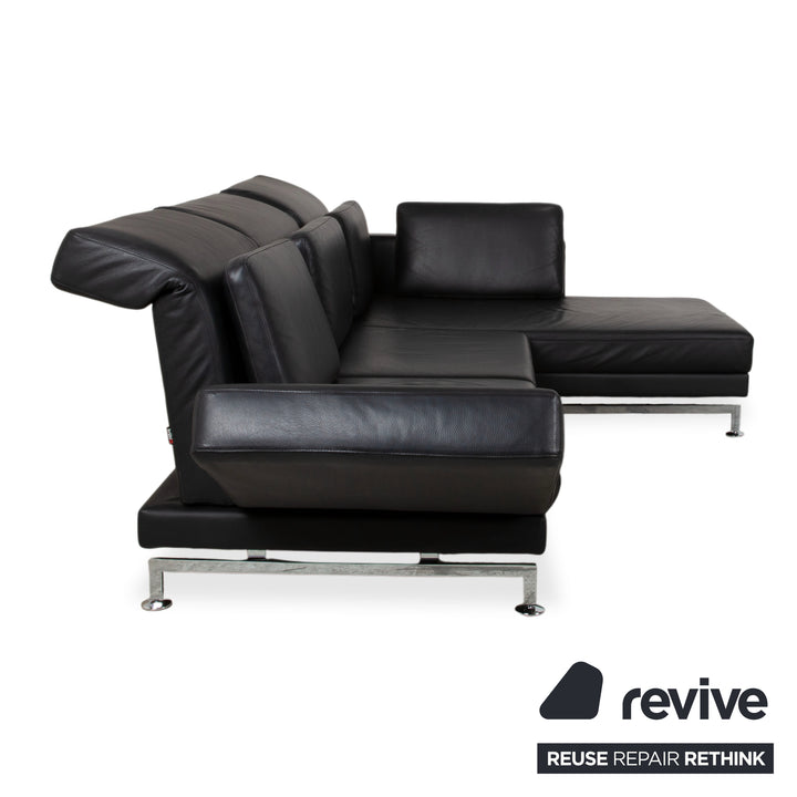 Brühl Moule Leder Chrom Ecksofa Schwarz Schlaffunktion Sofa Couch