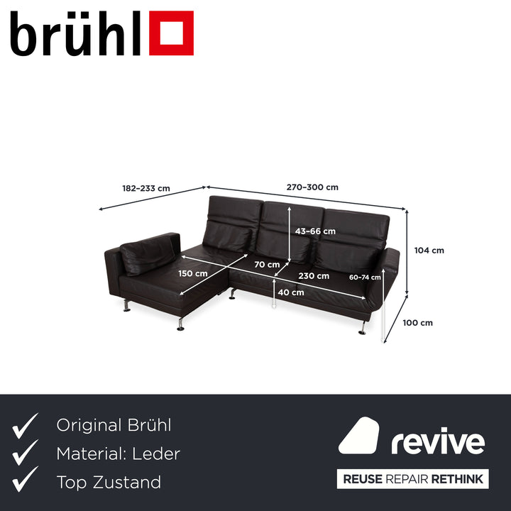 Brühl Moule Leder Ecksofa Schwarz manuelle Funktion Sofa Couch